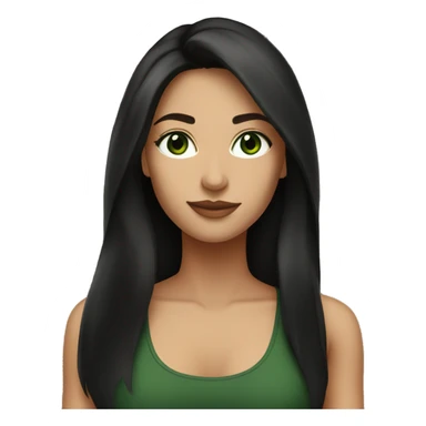 Attractive woman with very long dark brown hair and dark green eyes, wearing a black tank top sticker