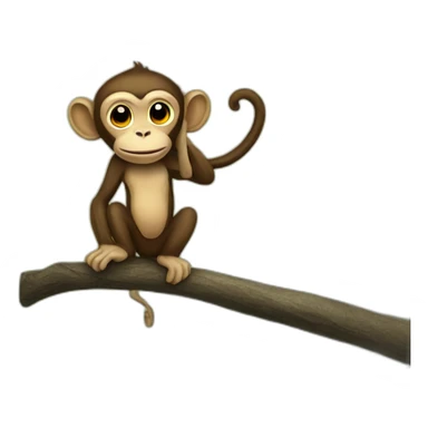 Monkey with umbrella on tree sticker