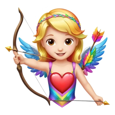 heart cupid sparkle rainbow sticker