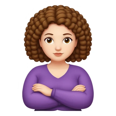 Curvy fair skin woman with natural hair arms folded.  sticker