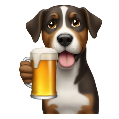 A dog drinking a beer sticker