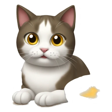 Cat looking at food sticker