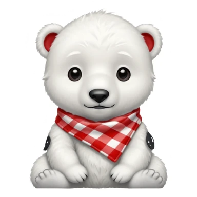 baby polar bear wearing a red and white checkered Neckerchief sticker