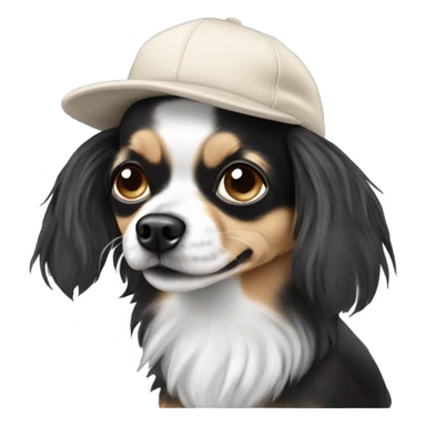 Old man with ‘blue eyes’ goatee beard ball cap  and black long haired chihuahua sticker