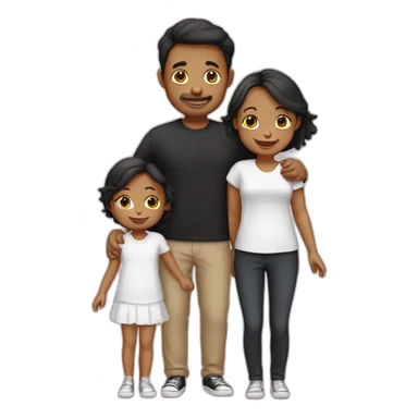 Family of 3- mum-dad-baby girl-2 cats 1white 1 black sticker