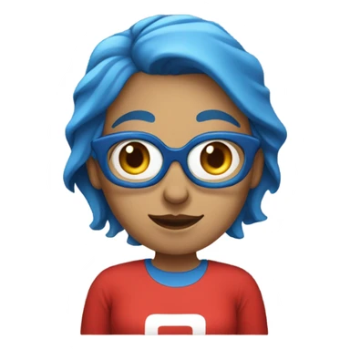 a woman with blue hair in red tshirt sticker