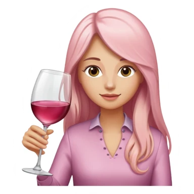 Person long hair pouring light pink wine into glass  sticker