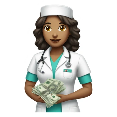 brunette nurse with money in her hand sticker
