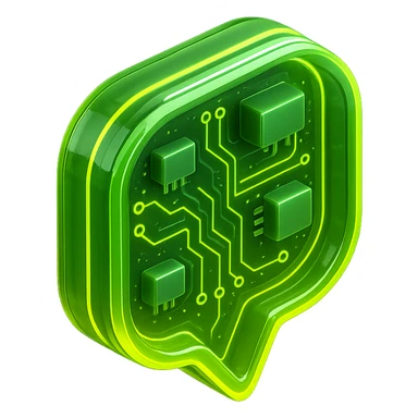 logo for an application, neon green and yellow colors, black background, futuristic look sticker