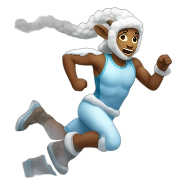 an aries running under snow sticker