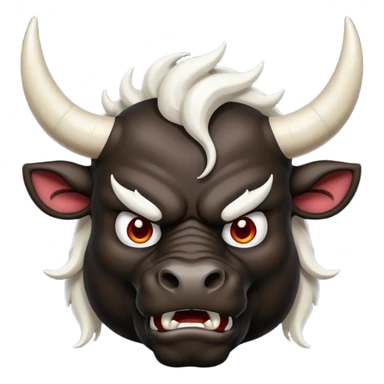 black angry powerful with white horns bull emoji sticker