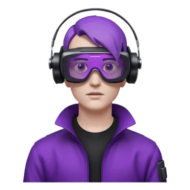 Cyberpunk man fappy head 3d puruple cyber VR -glasses only face sticker