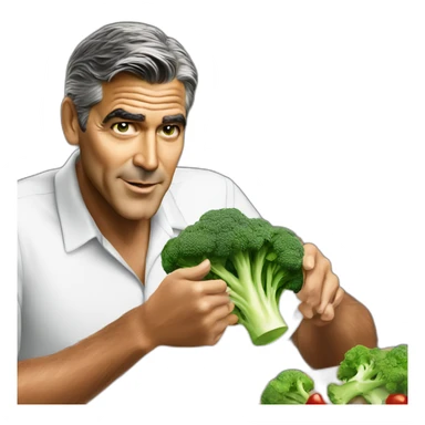 george clooney eating broccoli sticker