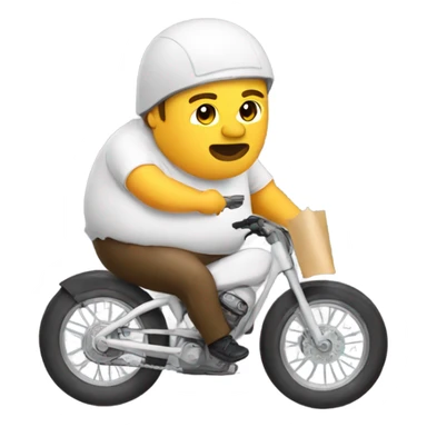 Fat white bike rider eating a burrito sticker
