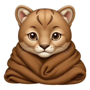 Cozy puma cougar cub in blanket with paws sticker