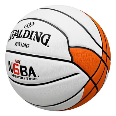 ultra minimalist white basketball, very simple Spalding and NBA branding, just a hint of colorful lines, extremely clean design sticker
