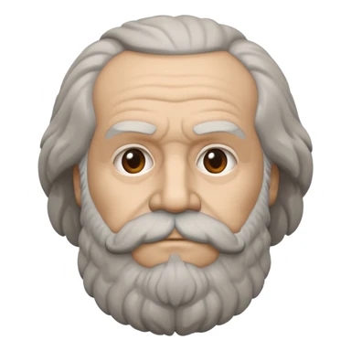 simple emoji of Karl Marx's head inspired by the stone statue in Chemnitz, minimal detail, neutral expression sticker