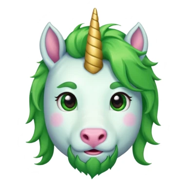 unicorn face cute and green haired and bearded sticker