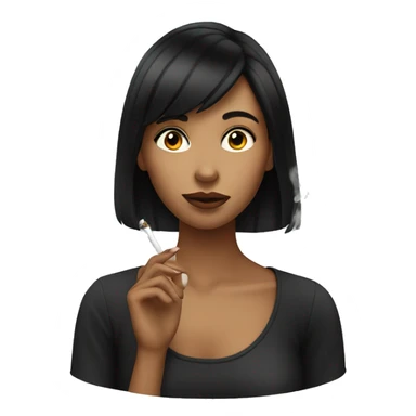 black haired girl smoking sticker
