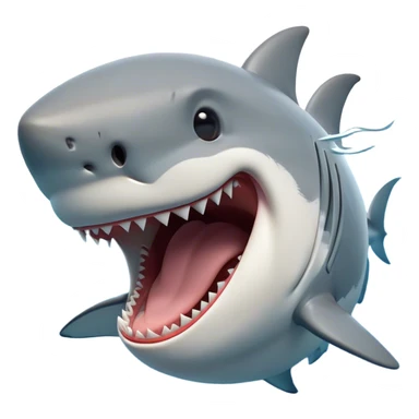 Cinematic Cute Yawning Great White Shark Portrait Emoji, Head tilted slightly with a dramatic, wide-open yawn, showcasing its robust, streamlined form with a slightly open mouth revealing powerful jaws and sleepy, half-closed eyes, Simplified yet irresistibly adorable features, highly detailed, glowing with a soft, cozy oceanic glow, high shine, relaxed yet expressive, stylized with a hint of whimsical aquatic ease, soft glowing outline, capturing the essence of a drowsy yet affectionate great white shark that appears ready to stretch and yawn its way out of the screen! sticker