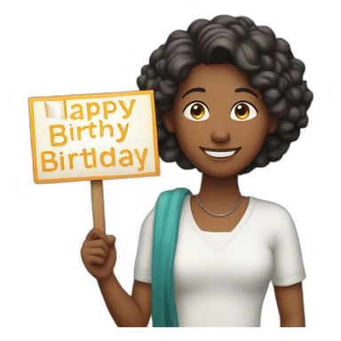 Person holding a sign that has “Happy Birthday Priya” sticker