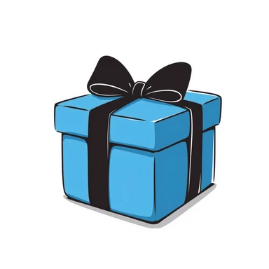 blue gift box with hand-drawn ribbon sticker