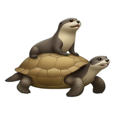 Une loutre sur une tortue sticker