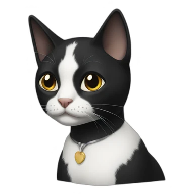 black cat with white chest and black face sticker
