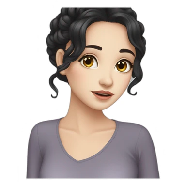 Beautiful girl,Black hair,wavy hair，long hair,White skin,oval face,big eyes,Black eyes,Chinese sticker