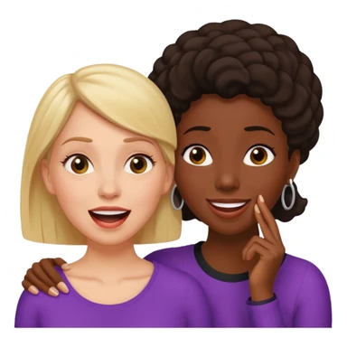 Devious cheerful white woman whispers in surprised embarrassed black woman's ear. sticker