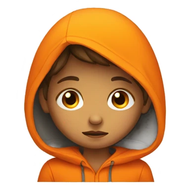 sad child in a bright orange clothes sticker