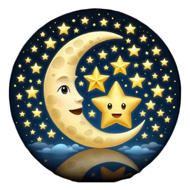 Moon and a golden star sticker