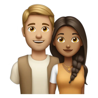 Indian girl with brunette white guy sticker