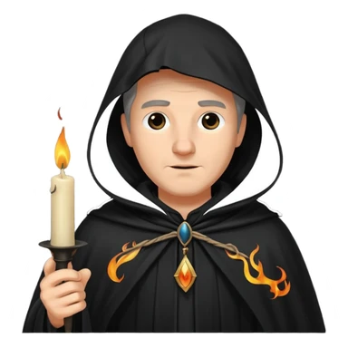 ancient man in black cloak hold a black candle sticker