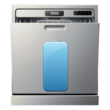 A dishwasher holding a large blank sign sticker