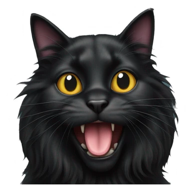 Long haired black cat with tongue out sticker