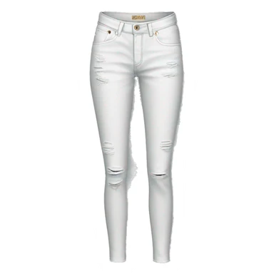 Realistic isolated pair of white distressed fashion jean jegging pants. sticker