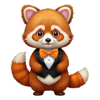 a red panda with orange bow tie sticker