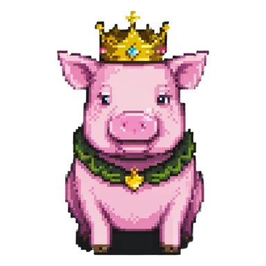 Minecraft style pig with a golden crown inspired by Technoblade sticker