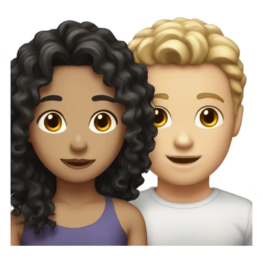 white boy with dark brown hair and white girl with long black curly hair sticker