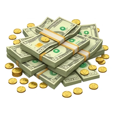 It's an image of money such as coins and bills, but there's only one or two neatly sticker