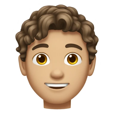 Teenager boy type mexican, White skin, with wavy brown hair (Which go down behind to the nape of the neck), Little bit dezoom sticker