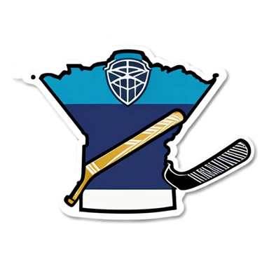 Outline of Minnesota with hockey sticks and puck  sticker
