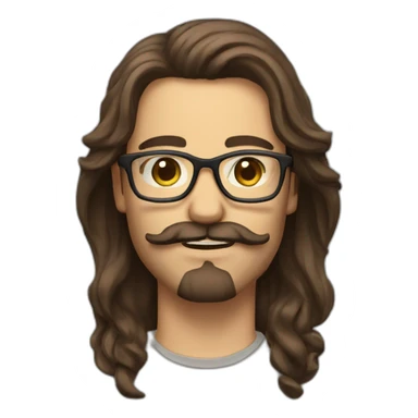 man long brown hair with glasses beard and moustache sticker