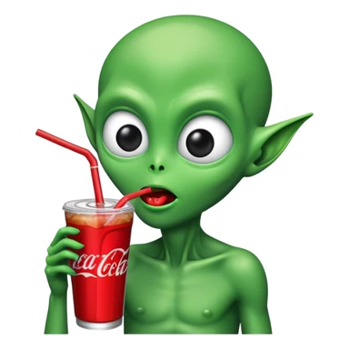 alien sipping Coke with a straw sticker