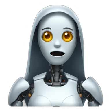 robot woman ghost saying oh no sticker
