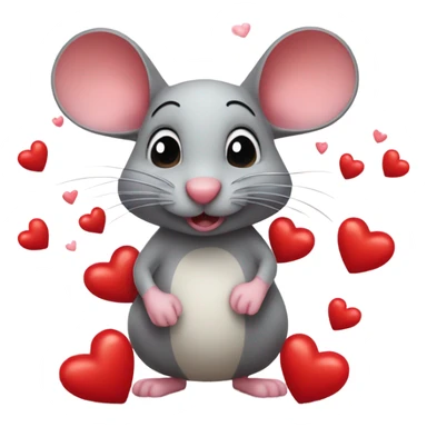 Mouse with hearts sticker