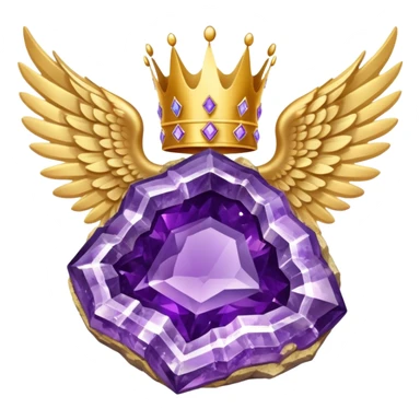 Big amethyst geode award-in-frame-decorated-with-big-golden-angel--wings and crown sticker