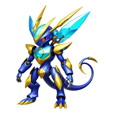 Shiny Futuristic Fakemon-Pokemon-Digimon-Spectrobes-fusion, full body sticker