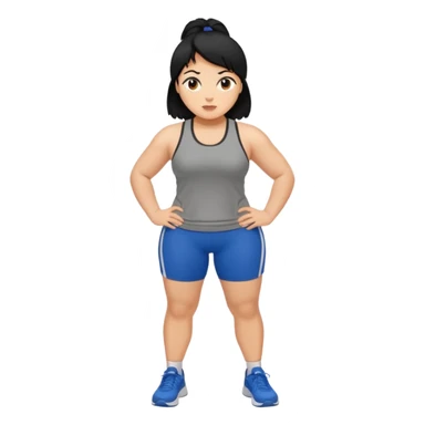 stocky woman running black hair sticker